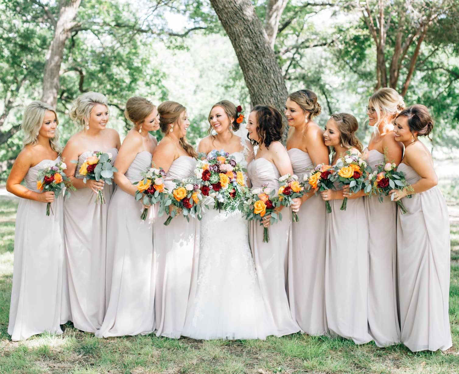 Bridal party at the N in Granbury Texas